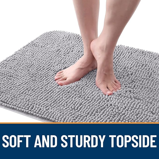 OLANLY Dog Door Mat for Muddy Paws 24x16, Super Absorbent Chenille Mud Mat | Light Grey, Absorbs Moisture and Dirt, Non-Slip Machine Washable Doormat, Quick-Drying Indoor Entryway Floor Carpet for Dogs
