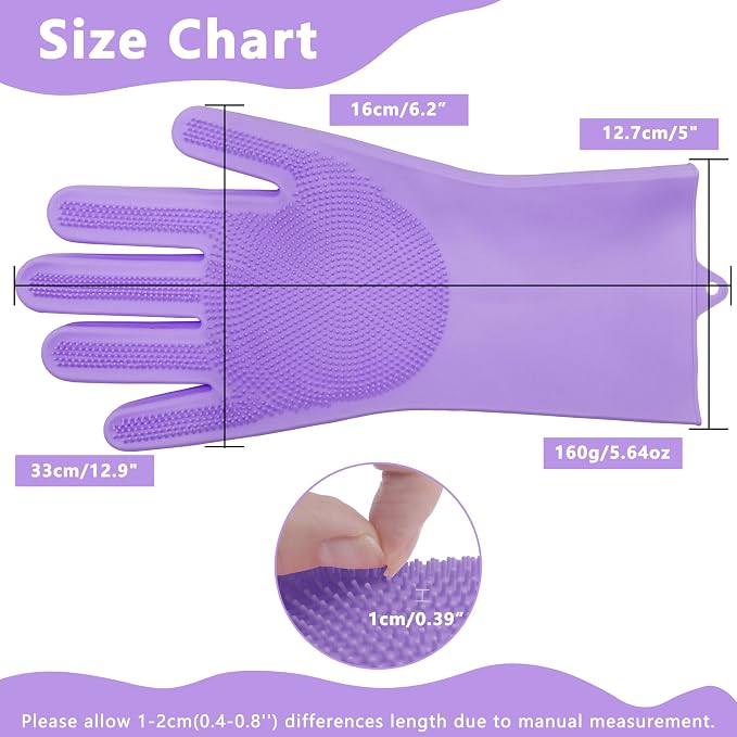 Pet Grooming Gloves—Dog Washing Gloves with High-Density Teeth | Dog Bath Scrubber with Enhanced Five Finger Design, Silicone Gloves for Dogs and Cats Bathing, Massage (Purple)