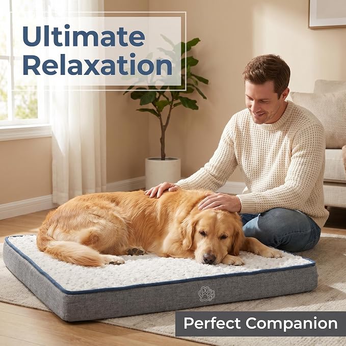 EMPSIGN Reversible Dog Bed Mat for Crate Washable Pet Bed for Dogs | Plush Canvas Dog Bed with Reversible Dual-Sided Cover fits Crates and Kennels, Machine Washable for Easy Cleaning.