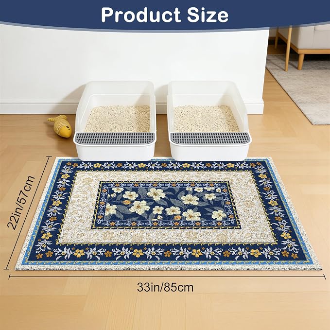 Unicorn Catcher 33"x22" Cat Litter Mat Non-Slip Washable Litter Box Mat | High-Density PVC Litter Catcher Mat Efficiently Traps Scattered Litter From Paws To Keep Floors Clean