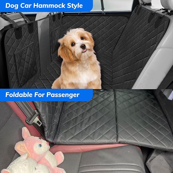 Exclusive Dog Car Seat Cover, Back Seat Cover for Dogs-Supports 400lb, Waterproof Dog Cars Seat Cover-Back Seat Pet Cover for Car SUV & Trucks, Pet Hammock for Car- Seat Cover for Dogs (2 Pack Black)