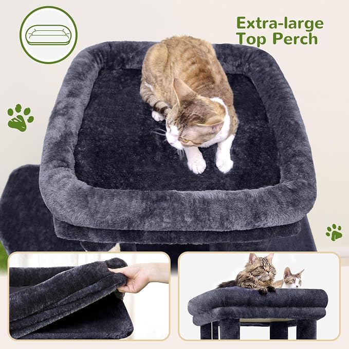 Globlazer Heavy Duty Cat Trees for Big Cats Maine Coon, F61, Dark Grey | Cat Tower for Indoor Large Adult Cats with Scratching Post, Extra Large Top Perch, Cat Condos, 61inch