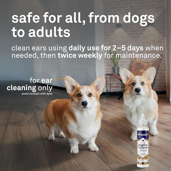 Petpost | Dog Ear Cleaner - Natural Coconut Oil Solution - Best Remedy for Odor - Dog Ear Problems - Chemical & Irritant Free 8 oz.