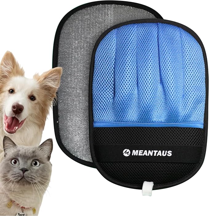 Reusable Electrostatic Pet Hair Removal Glove for Dogs & Cats with Self-Cleaning Pad - Works on Furniture, Clothing, Bedding & Car Seats