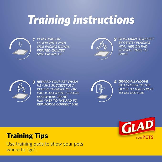 Glad for Pets Washable Dog Training Pads, Small, 18 x 24, 2 Count | 3-layer leak protection, no-slip vinyl bottom, gray with paw prints, reusable for puppies and adult dogs