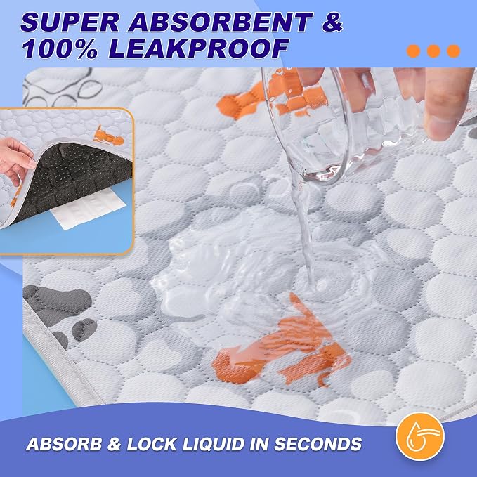 WanpeeGoo Washable Pee Pads for Dogs, Waterproof, 48 x 48 in, 2 Pack, Orng | Super Absorbent, Waterproof and Non-Slip; Washable, Reusable Dog Pads for Crates, Playpens, Floors, Furniture and Travel