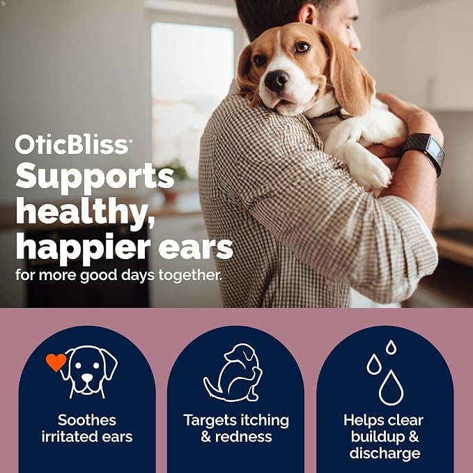 Vetnique Oticbliss Medicated Ear Drops for Dogs & Cats, Infection & Allergy (Allergy Ear Drops) | Medicated Otic Drops in Two Formulas, MicroSilver BG for Infection & 1% Hydrocortisone With Chitosan for Allergy Itch Relief