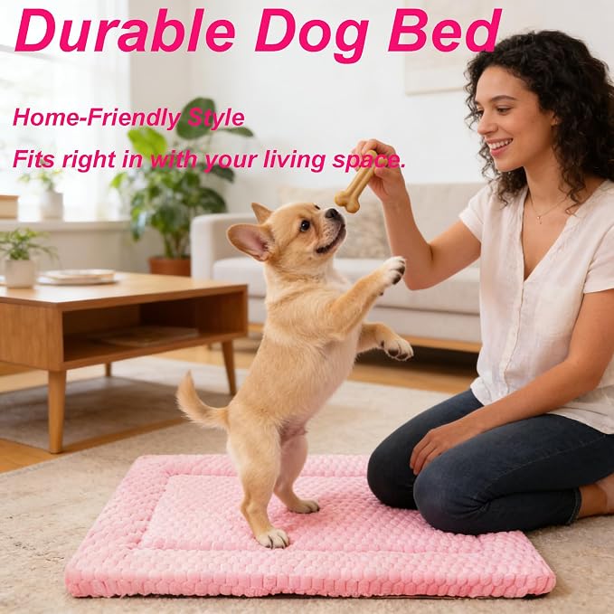 Dog Bed Mat - Durable & Cute Crate Dog Beds for Small Dogs & Cats, Comfortable Kennel Pad for Home, Crate & Travel