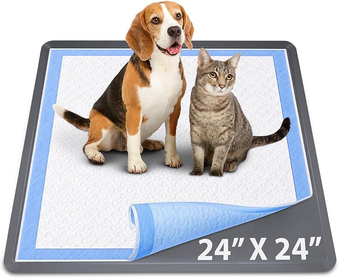 Skywin TidyFriend Dog Pee Pad Holder - Fits Up to 24” x 24” Pee Pad Holder for Dogs - Stable Grip, Soft Edges, Quick Wipe Silicone Surface Dog Pad Holder for Indoor Flooring Protection (Dark Grey)