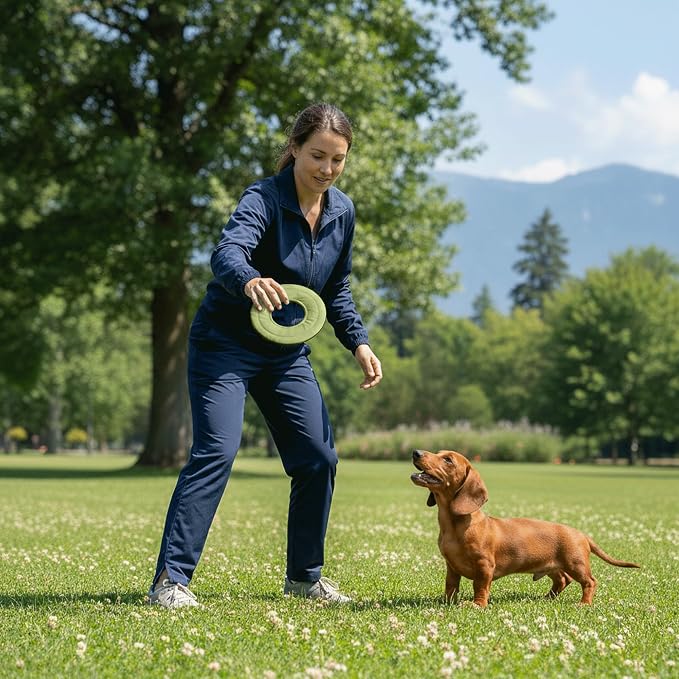 OllyDog Mini Super Flyer, Dog Flying Disc – Floating Fetch Toy, Soft on Teeth, Eco-Friendly Recycled Material, Lightweight, for Small & Medium Dogs (Palm, 9")