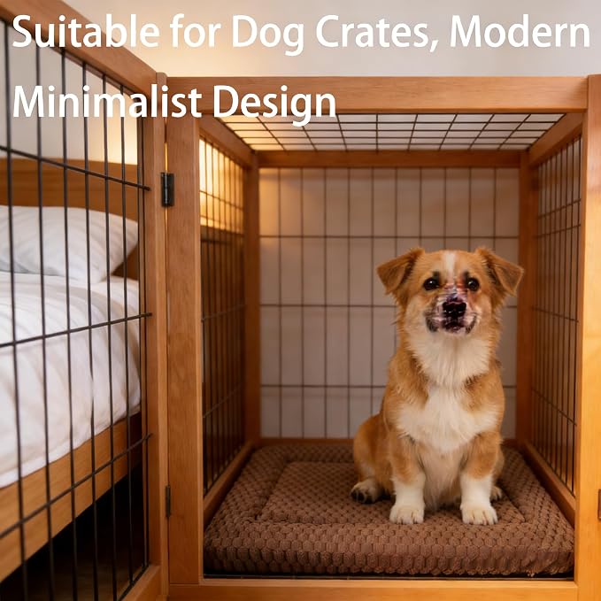 Dog Bed mat Machine-Washable Dog cage mat Dark Brown（30x20x1.5in） | Soft reversible design with non-slip bottom, machine washable, lightweight, ideal for crates, travel, and home