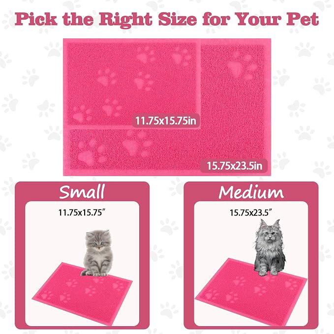 Darkyazi Cat Litter Box Mat for Floor Litter Trapping Mat Non-Slip Backing, Scatter Control, Easy Clean, Water Resistant, Soft on Paws (15.75" x 11.75",Rose red)