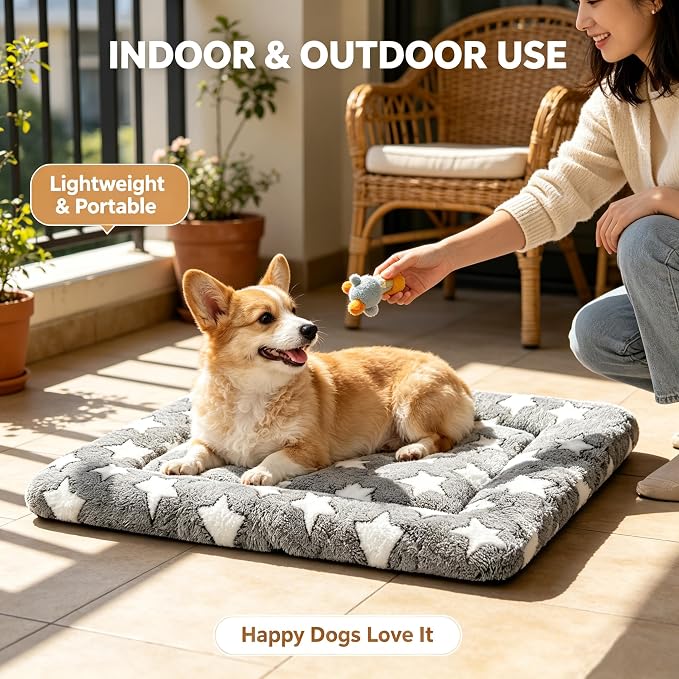 Dog Bed Mat - Comfortable Kennel Pad, Multi-Purpose Crate Bed for Dogs & Cats, Soft Support (Gray, S(24 * 18 * 1.5))
