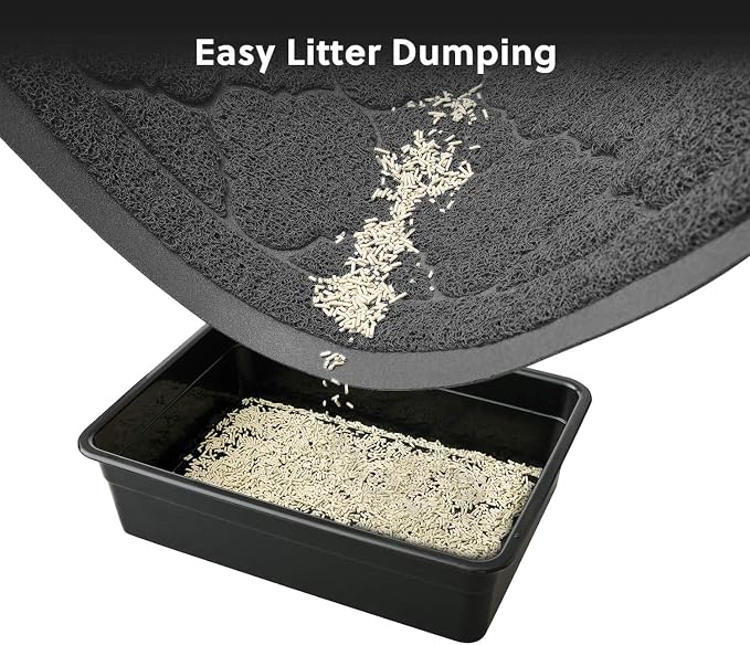 Cat Litter Box Mat, Kitty Premium PVC Pad, Durable Trapping Rug, Phthalate Free, Urine-Resistant, Scatter Control, XXL 47 x 36 Inch, Black
