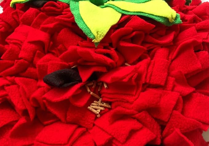 Dog Snuffle Mat Fleece Foraging Fruit Design Mats Small Animals Interactive Feeding Toy Anti Slip Slow Feeder Pet Treat Dispenser for Dogs Rabbits Guinea Pigs (Strawberry)