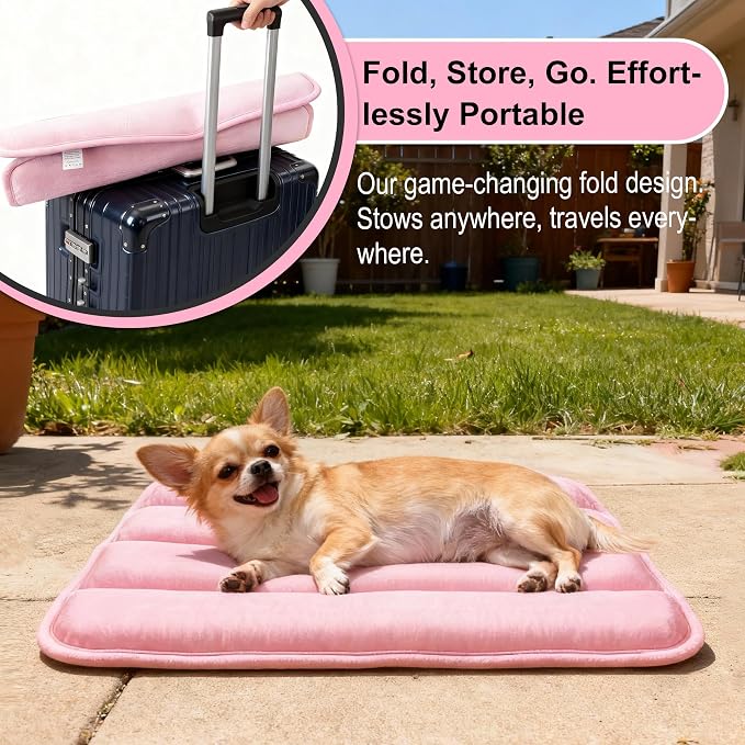 pobopobo Dog Crate Pad, Ultra Soft & Anti-Slip Kennel Mat, Secure Fit for Metal Crates & Dog Cages, Washable Cozy Bed for Small Medium Large Dogs (Pink, S(23"*14"*1.5"))