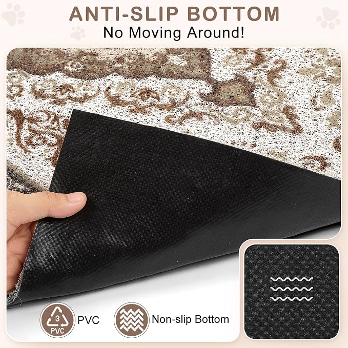 Unicorn Catcher 40"x30" Cat Litter Mat Non-Slip Washable Litter Box Mat | High-Density PVC Litter Catcher Mat Efficiently Traps Scattered Litter From Paws To Keep Floors Clean
