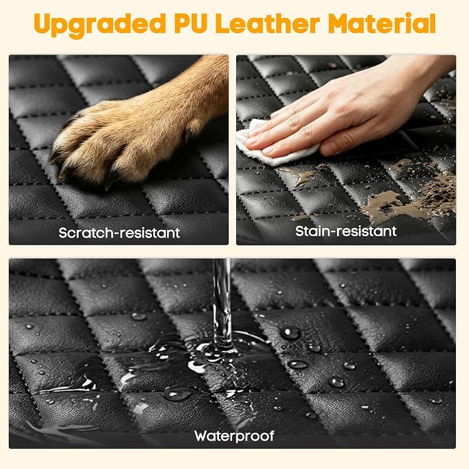 PETICON Waterproof Scratchproof Pet Bench Seat Covers for Cars, SUVs, Nonslip Durable Back Seat Cover for Dogs, Washable Backseat Protection