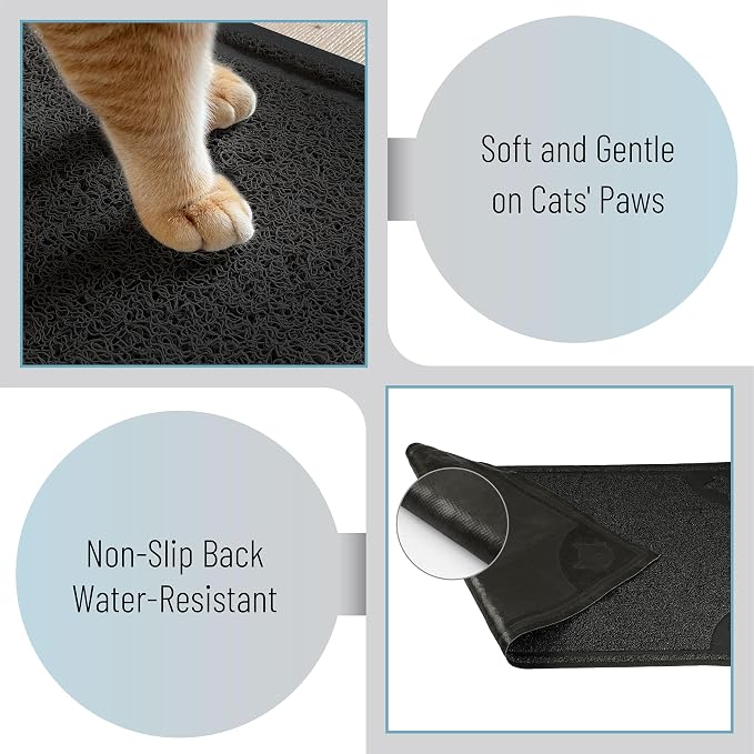 Mr. Pen- Large Cat Litter Mat, 23”x 35”, Black Cat Litter Box Mat | Cat Litter Mat Litter Trapping Mat, Cat Mats for Litter Large, Litter Mat for Litter Box, Large Litter Mat