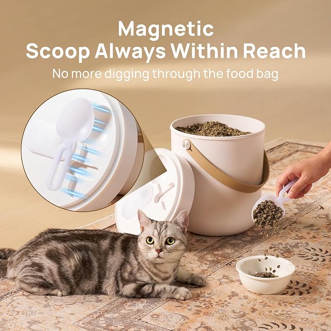 smartoo Vacuum Cat Dog Food Storage Container 10 lb, Dry Pet Food Storage | 10.6 Qt Airtight Cat Food Storage Container with One-Button Easy Use, Magnetic Scoop Incl., BPA-Free, Durable, Rechargeable