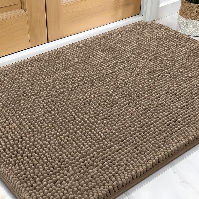OLANLY Dog Door Mat for Muddy Paws 30x20, Super Absorbent Chenille Mud Mat | Tan, Absorbs Moisture and Dirt, Non-Slip Machine Washable Doormat, Quick-Drying Indoor Entryway Floor Carpet for Dogs