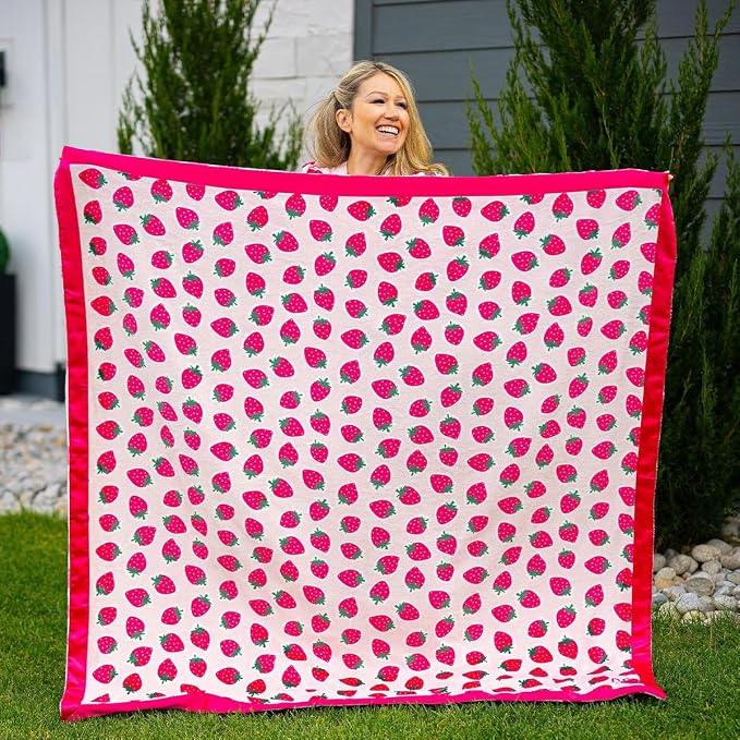 Darren & Phillip Cutie Frutti Strawberry Blanket - Ultra-Soft Blankets Made with Plush Fleece - Perfect as a Dog Bed Blanket or for Cuddling with Your Pup - Ultra-Snuggly Blankets for Dogs & Humans