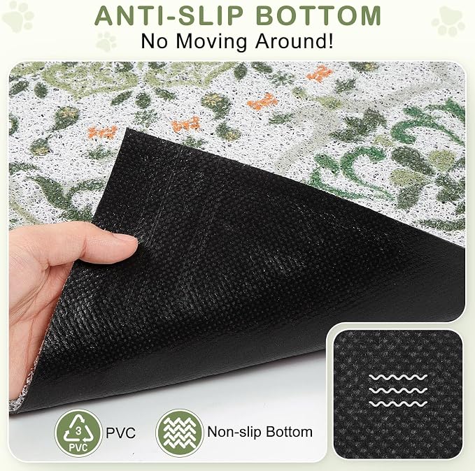 Unicorn Catcher 33"x22" Cat Litter Mat Non-Slip Washable Litter Box Mat | High-Density PVC Litter Catcher Mat Efficiently Traps Scattered Litter From Paws To Keep Floors Clean