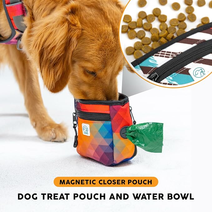 Embark Dog Treat Pouch - Waterproof Training Bag & Portable Water Bowl | Leakproof Treat Bag with Hook, Magnetic Closure, Extra Pocket for Phone & Keys with Poop Bag Outlet For Dogs - Black