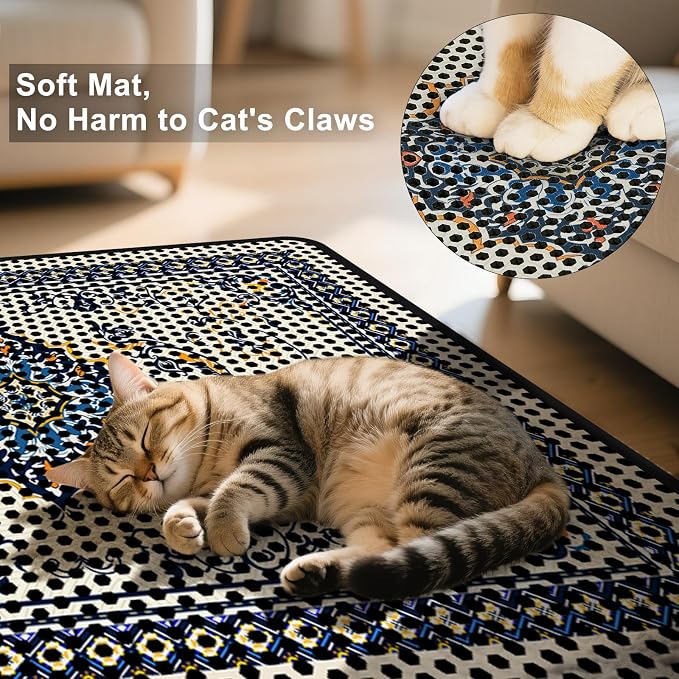 Cat Litter Mat 26.8"x46.5" Double Layer Waterproof Litter Box Mat Washable Litter Trapping Mat