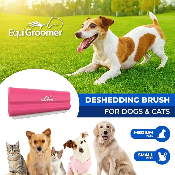 EquiGroomer 5-Inch Undercoat Deshedding Brush for Dogs & Cats, Pink | Best for dogs up to 100 lbs and cats of any size, short or long hair, stainless blade, no cutting or pulling