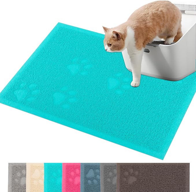 Darkyazi Cat Litter Box Mat for Floor Litter Trapping Mat Non-Slip Backing, Scatter Control, Easy Clean, Water Resistant, Soft on Paws (15.75" x 11.75",Lake Blue)