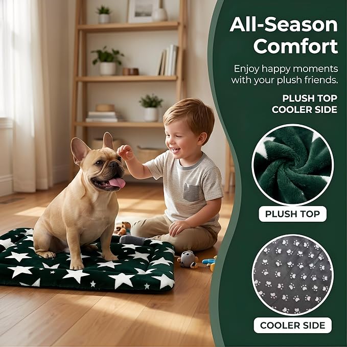 Dog Bed Mat - Reversible Dog Crate Bed Mats, Soft & Breathable Kennel Pad, Durable Crate Bed for Small Medium Large Dogs & Cats
