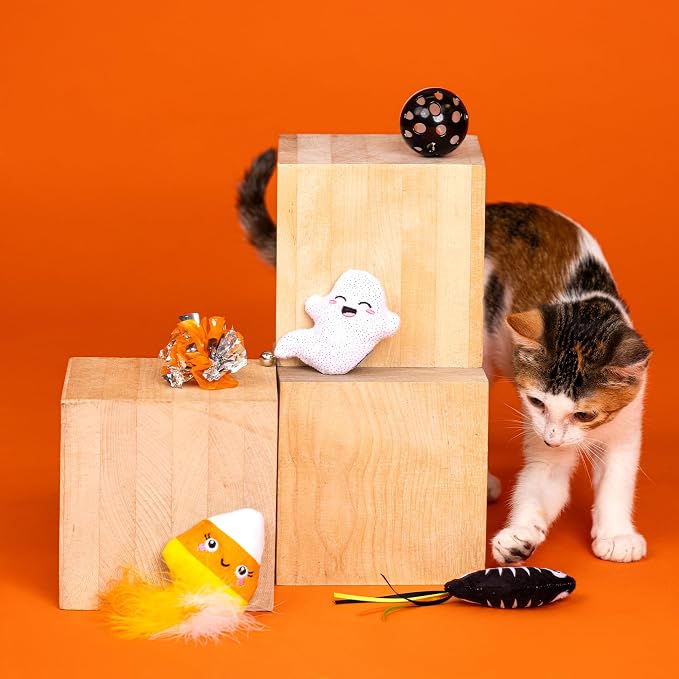 Fringe Studio Pet Toy, Sweet Treats, Spooky FEATS 6 PCS Multipack Cat Toy Set, PetShop Collection (610028)