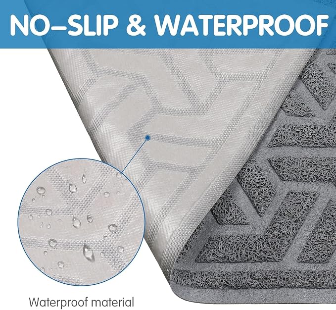 UPSKY Waterproof Cat Litter Mat Large 35" x 47" Soft on Kitty Paws, Gray | Litter Box Mat, Cat Litter Mat Litter Trapping Mat, Waterproof Scatter Control, For Indoor Cats, Easy to Clean