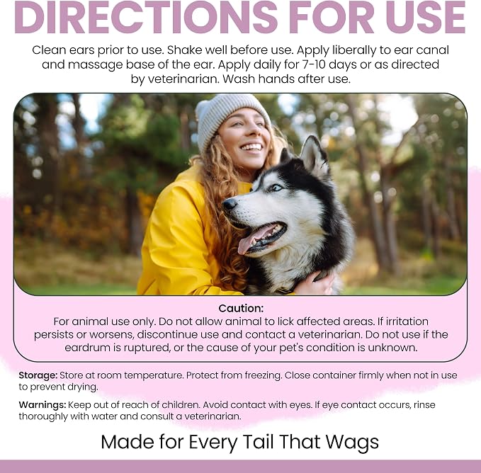 Dog Ear Cleaner - Dog Ear Infection Treatment for Dirt and Wax, 12 oz | Advanced Dog Ear Flush with Chlorohexidine and Ketoconazole - Made in the USA