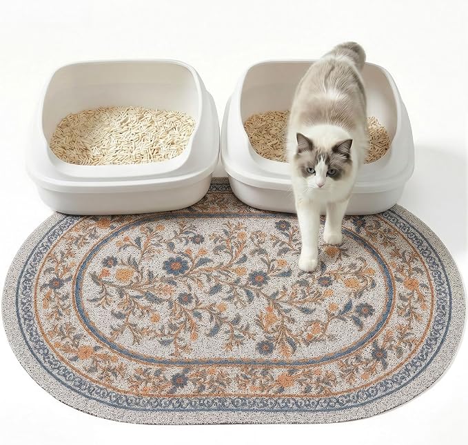 Bienbee Cat Litter Mat, 33" x 22" Dense Trapping Mesh for Litter Boxes | Litter Box Mat with PVC Mesh, Waterproof &Urineproof, Non-Slip Grip, Soft On Kitty Paws and Easy to Clean to Protect Floor