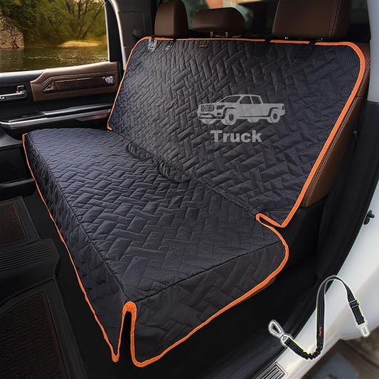 Heavy Duty Back Seat Cover for Truck , 100% Waterproof & Odor-Free Dog Seat Protector for F150 F250 Chevy Silverado Ram Sierra, Scratch-proof Eco-Friendly Back Seat Cover for Dogs, Kids, Tools & Gear
