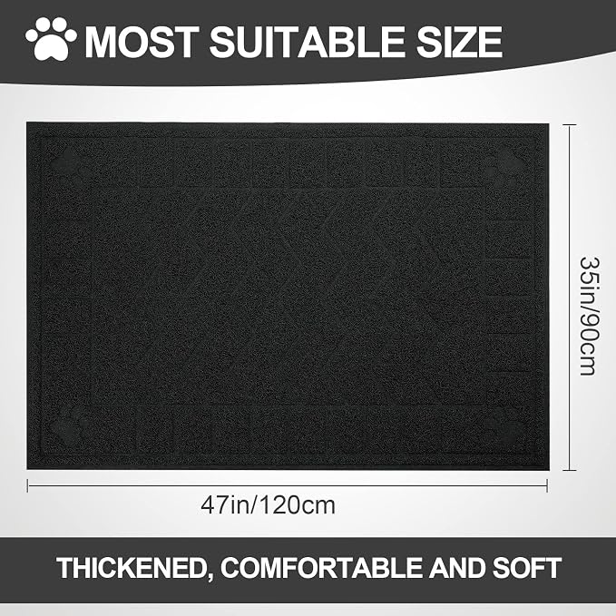 Cat Litter Mat, Litter Trapping Mat Soft on Kitty Paws, 47" x 35" Kitten Litter Box Mat for Cleaner Floors, Waterproof, Easy Clean, Durable XL Large Size Cat Litter Pad for Kitten.