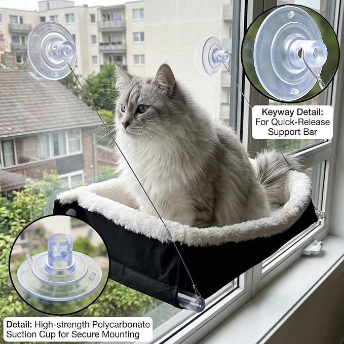 4 Pcs Replacement Suction Cup for Cat Window Perch, Extra Thick Heavy Duty PVC Sucker Pads, 3.3" Powerful Vacuum Hooks for Cat Hammock, Window Bed, Shelf, Max Load Support