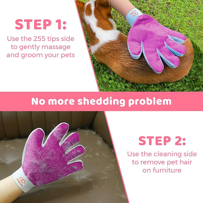 Grooming Brush for Dog/Cat with 2 Sided Grooming Brush for De-Shedding, De-Matting Reduces Shedding up to 95%, Great Short to Long Hair (Pink, Large Combo)