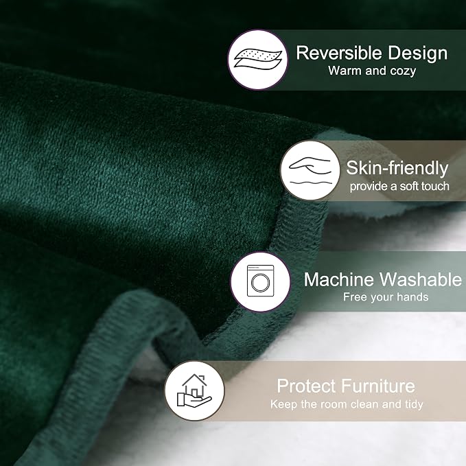 gogobunny Waterproof Bed Blanket, Reversible Sherpa Fleece Throw Blanket for Dog Puppy Cat, Furniture Cover Protects Bed Couch Sofa from Liquid Pee and Pet Fur (Forest Green, 30x70 inches)