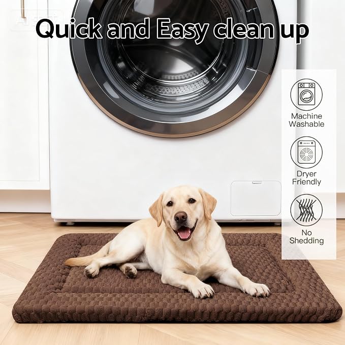 Dog Bed Mat - Dog Crate Pad - Reversible Mat for Pet Comfort - Soft Bed Crate Pads for All Seasons - Durable, Machine Washable Mat for Crates, Travel, and Home (Dark Brown, 35" L*23" W*1.5" Th)