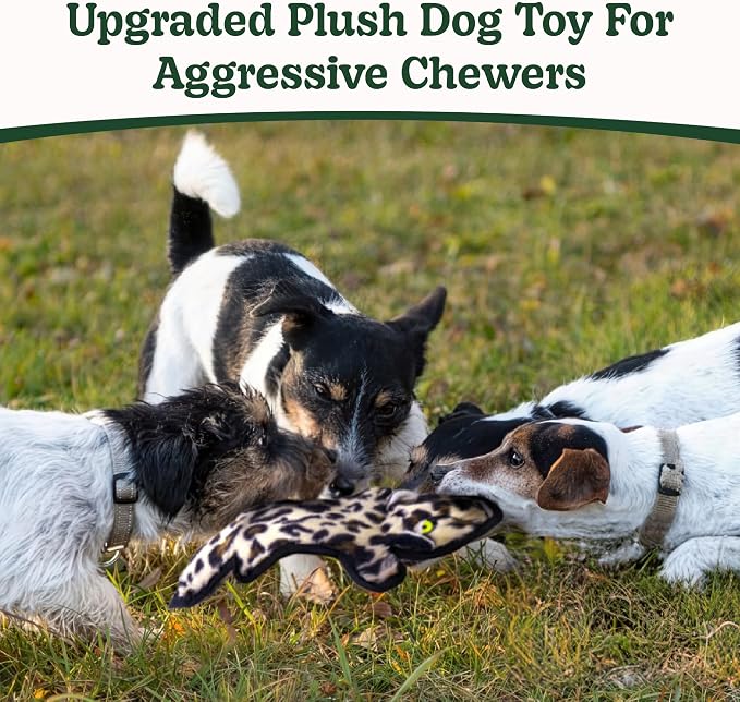 SHARLOVY No Stuffing Dog Toys Crinkle Squeaky, Long Lasting Chews for Aggressive, Durable Plush Dog Puppy Chew Toys for Teething, with 6 Tough Layers for Small Medium Large Breed-2 Pack,Medium