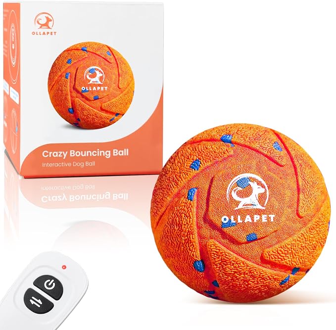 Smart Interactive Dog Toys - Auto Bouncing & Rolling Ball, 3 Interactive Modes, Chew-Resistant E-TPU Material, IPX7 Waterproof, Smart Chase Pet Toy Ball for Medium and Large Dogs - Orange