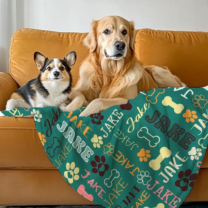 Custom Dog Blankets with Pictures, Personalized Name Blanket for Pets, Customized Pet Photo Throw,The Lightweight Blanket All-Season 50"x40"for Kids