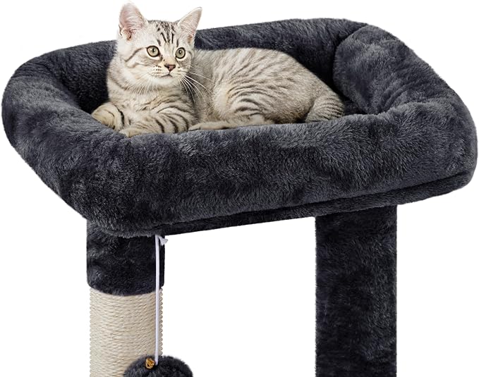 Topeakmart 34in Cat Tree Cat Tower Scratching Posts Modern Bed Cat Furniture for Indoor Cats and Kittens as Pet House Activity Center with Warm Condo, Fluffy Nest, Large Platform, Comfy Basket