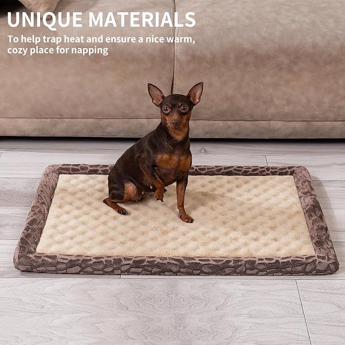 MINIDEAR Dog Crate Pad, Crate Bed Non-Skid Kennel Pad, Rubber Backing Memory Foam for Dog Bed Mat, Machine Washable Dog Bed for Crate, 17"x24"