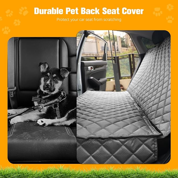 PETICON Waterproof Scratchproof Pet Bench Seat Covers for Cars, SUVs, Nonslip Durable Back Seat Cover for Dogs, 600D Oxford Fabric, Machine Washable