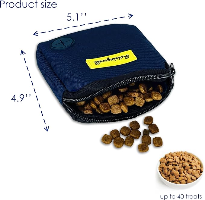 Raisingwell Dog Treat Pouch for Pet Walking and Training with Clicker Poop Bags Small Fanny Zipper Pack Holder for Puppy Snack Dispenser Kit for Leash and Outdoor Use (Blue)
