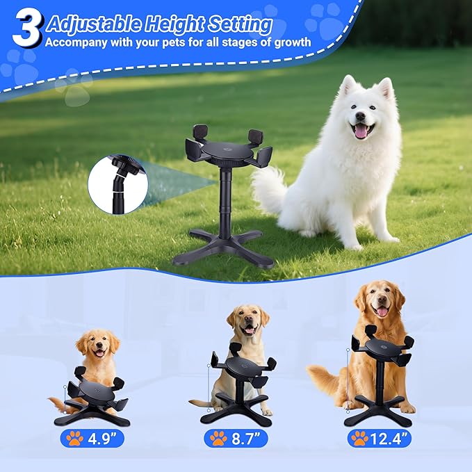 Dog Bowls,Elevated Adjustable Dog Bowl Stand with 3 Heights & Tilted Feeding Design, Raised Stand Compatible with Medium & Large Breeds(1 Pack) Black